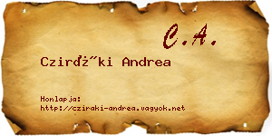 Cziráki Andrea névjegykártya